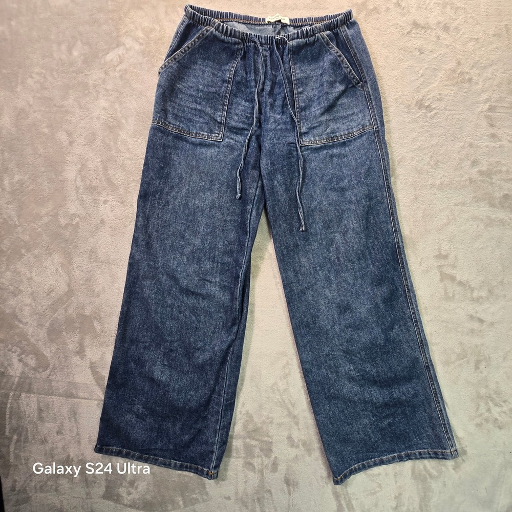 Vanilla Star Blue Wide Leg Elastic Waist Drawstring Pants Small V24594-6